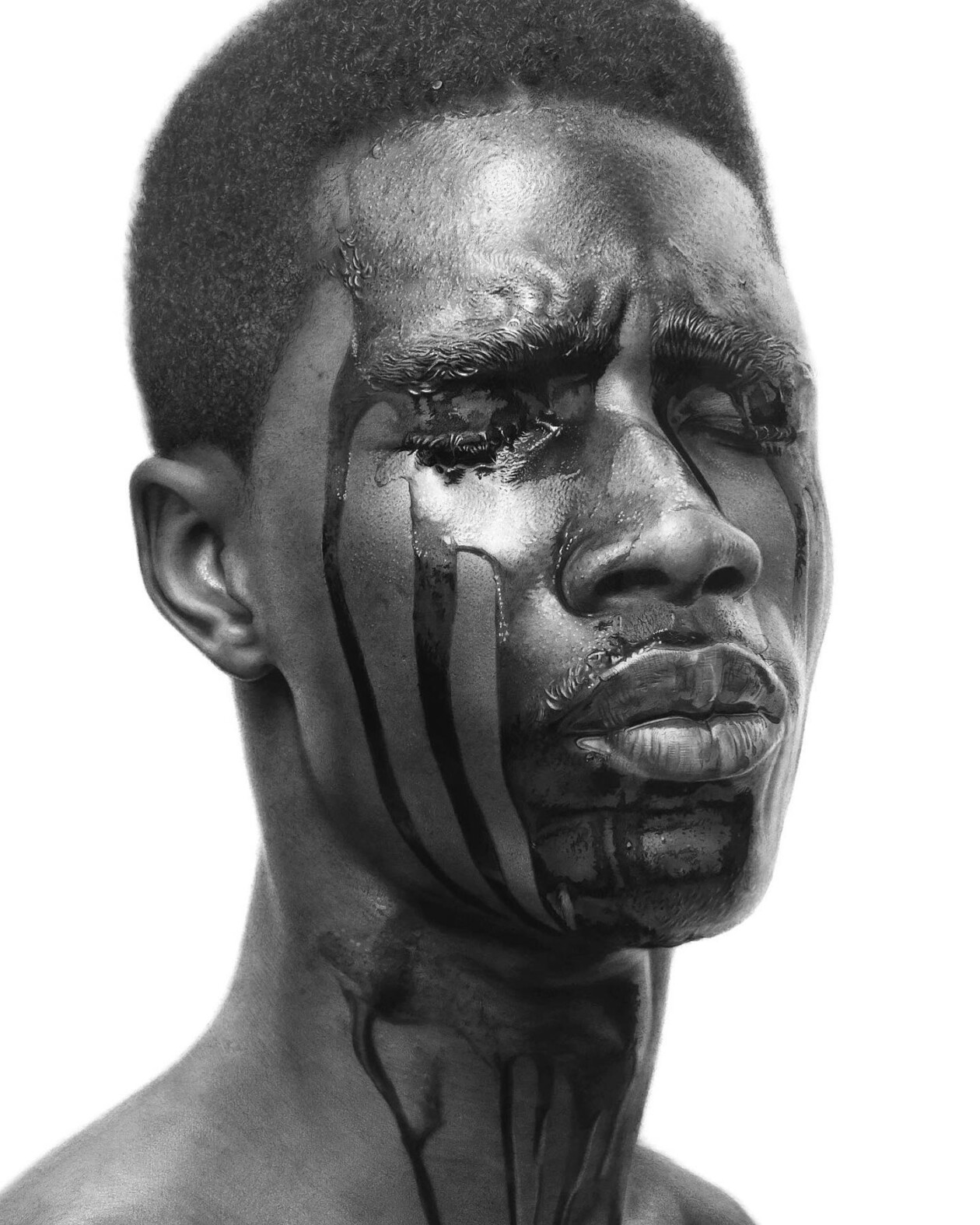 Hyperrealistic Black And White Pencil Drawings Of Arinze Stanley (9)