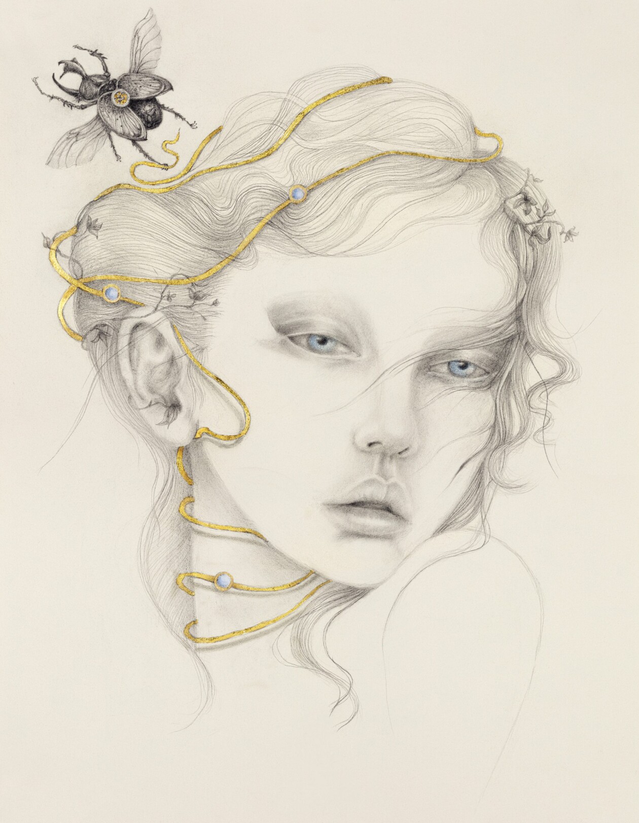 Graphite And Gold Drawings By Iskra Sale (5)