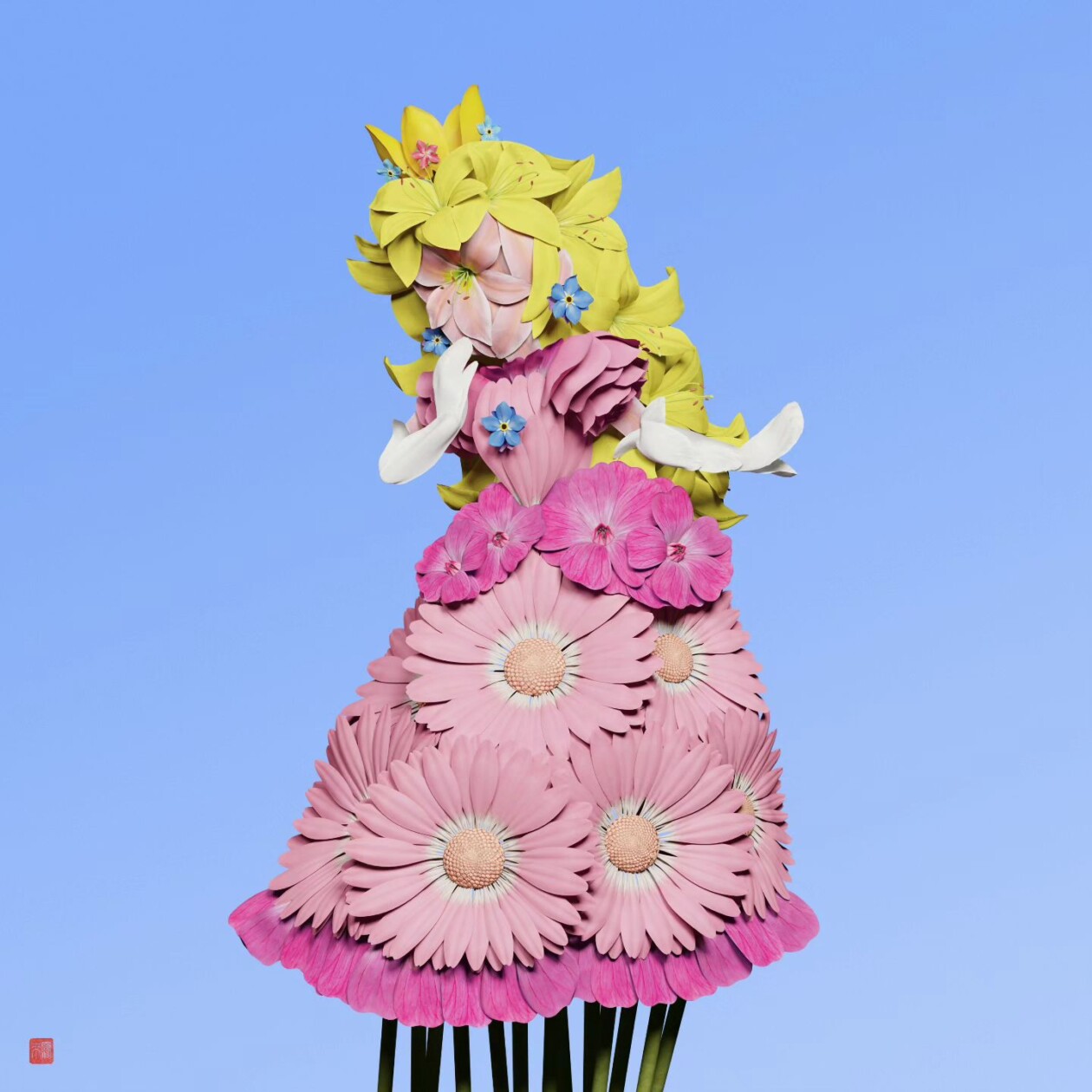 Raku Inoue's Pop Culture Characters Made Of Petals, Leaves, And Stems (2)