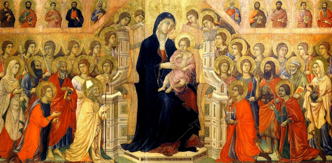 The Central Panel Of Duccio's Huge Maestà Altarpiece For Siena Cathedral, With A Gold Ground Image Via Wikipedia.