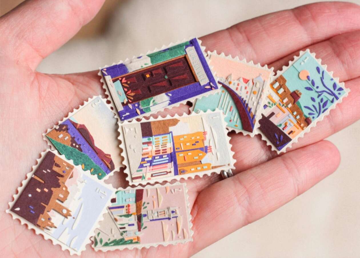 Laura K. Sayers' Miniature Stamp Sized Paper Collages (6)